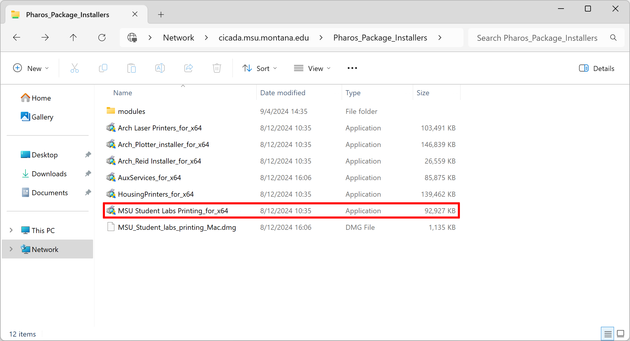 File explorer window showing what installer to run